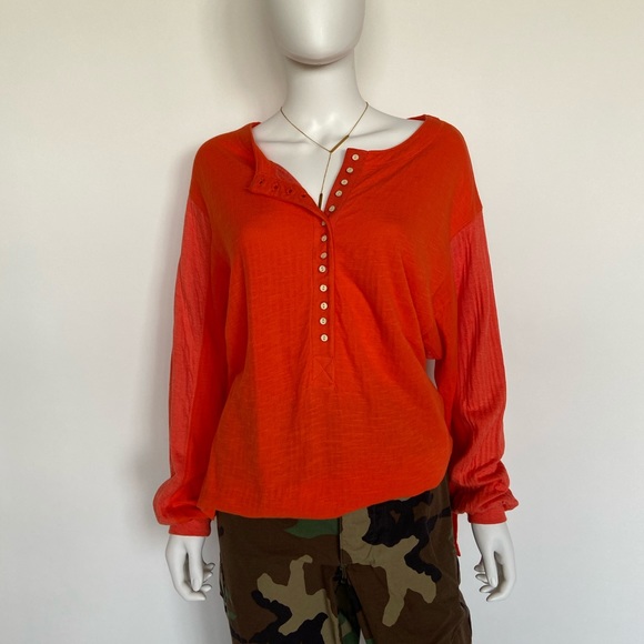 (NWOT Free People) We the People Back at It Henley - Picture 1 of 2